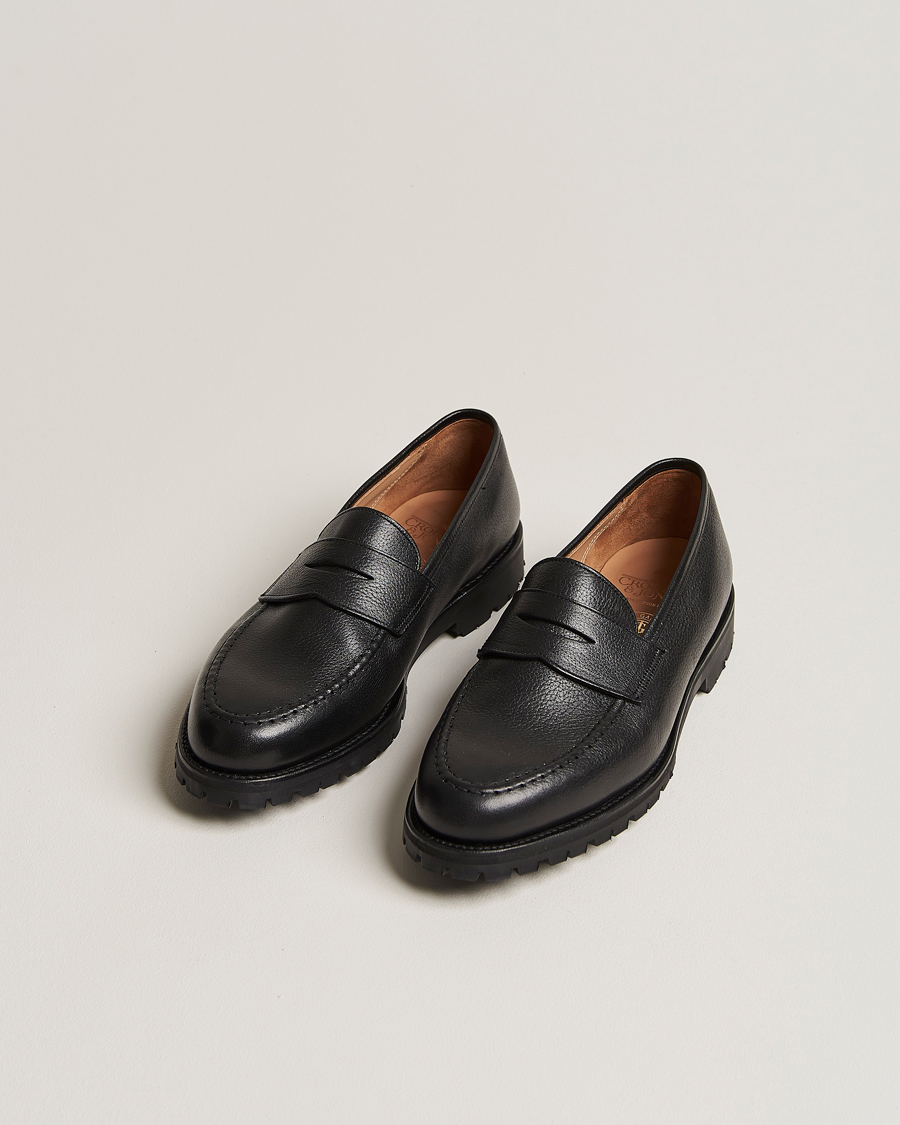 Men | Crockett & Jones x Tärnsjö Garveri Boston Milled Grain Vibram Cleated Sole Black Calf | Crockett & Jones x Tärnsjö Garveri | Boston Milled Grain Vibram Cleated Sole Black Calf