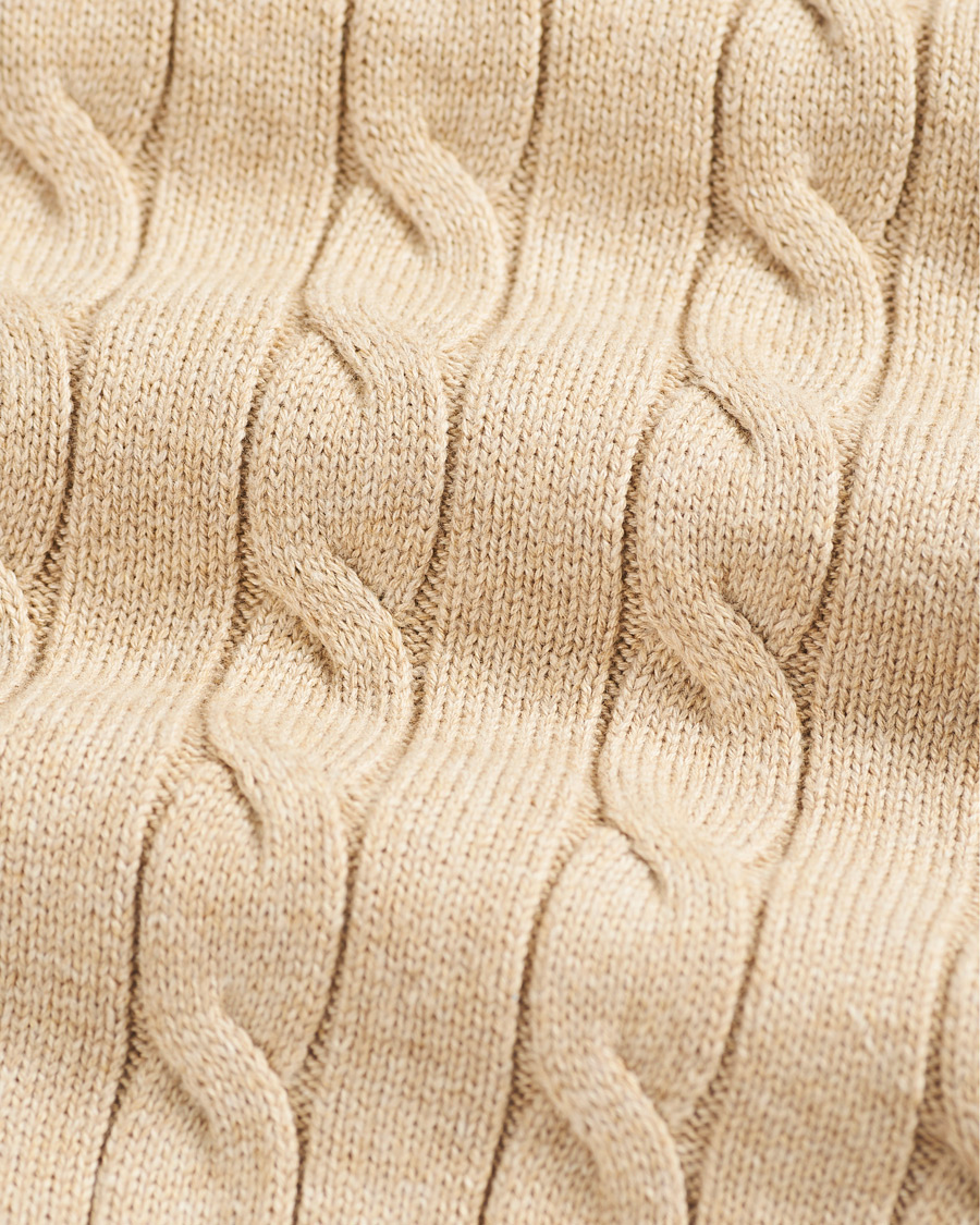 Men | Sweaters & Knitwear | GANT | Cotton Cable Crew Neck Pullover Sand Melange