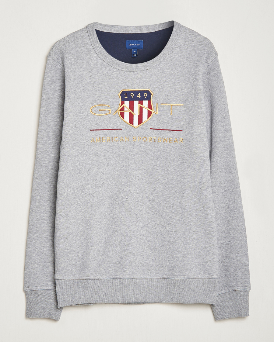 Men | Sweaters & Knitwear | GANT | Archive Shield Crew Neck Sweatershirt Grey Melange