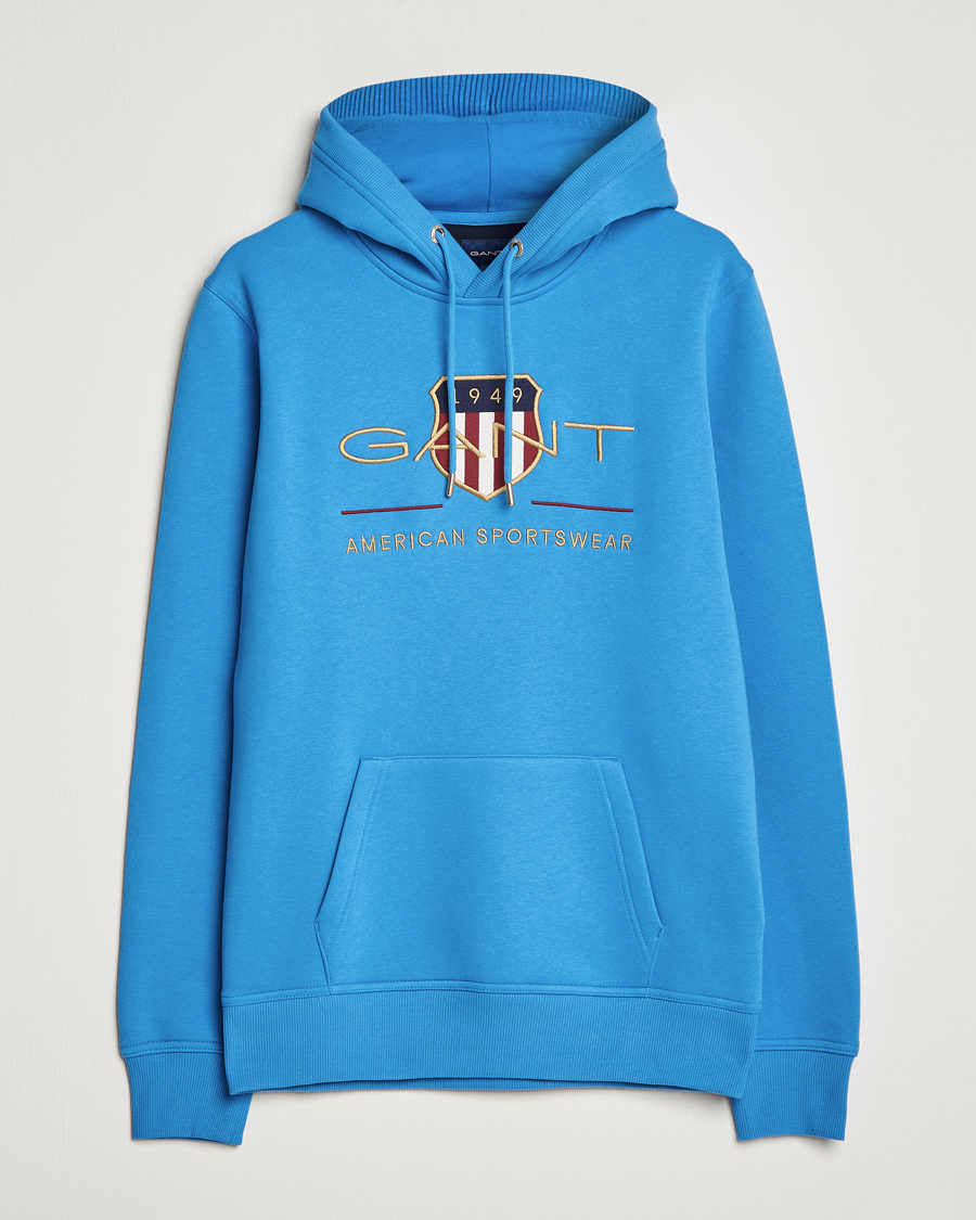 Men | Sweaters & Knitwear | GANT | Archive Shield Hoodie Day Blue