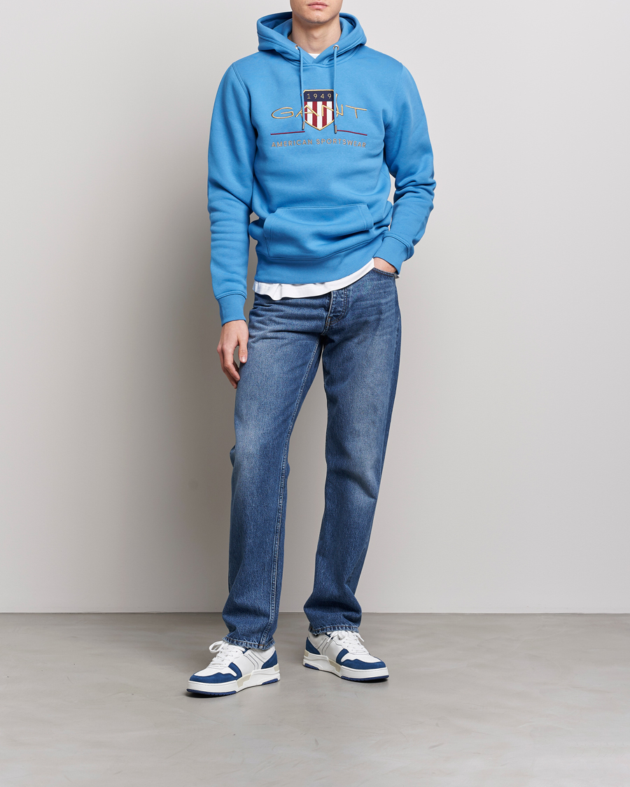 Men | Sweaters & Knitwear | GANT | Archive Shield Hoodie Day Blue