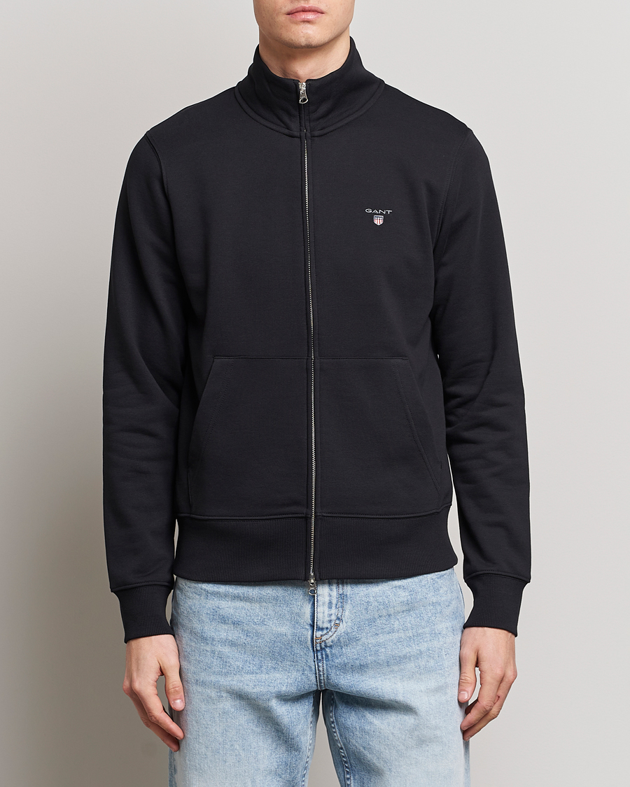 Men | Sweaters & Knitwear | GANT | Original Shield Logo Full-Zip Sweater Black