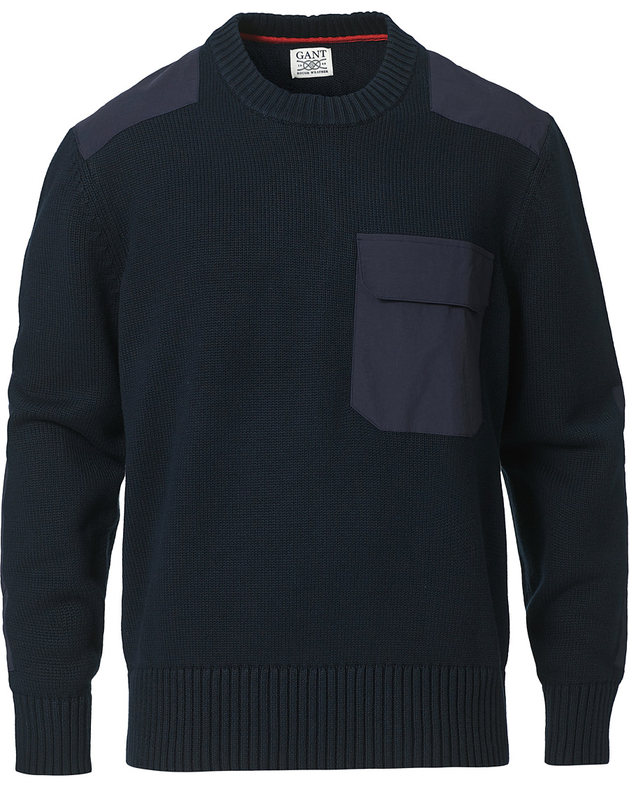 Men | Sweaters & Knitwear | GANT | Rough Weather Crew Neck Sweater Evening Blue
