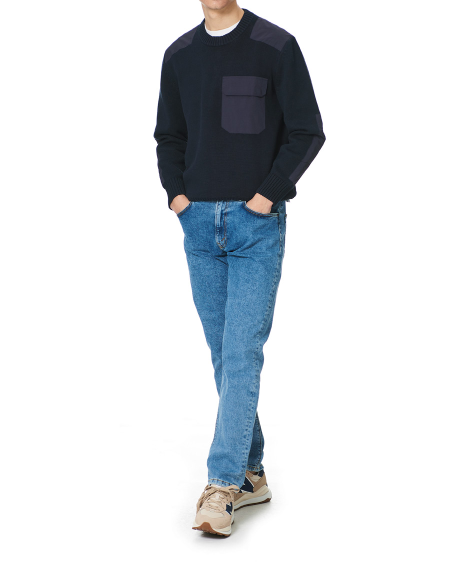Men | Sweaters & Knitwear | GANT | Rough Weather Crew Neck Sweater Evening Blue