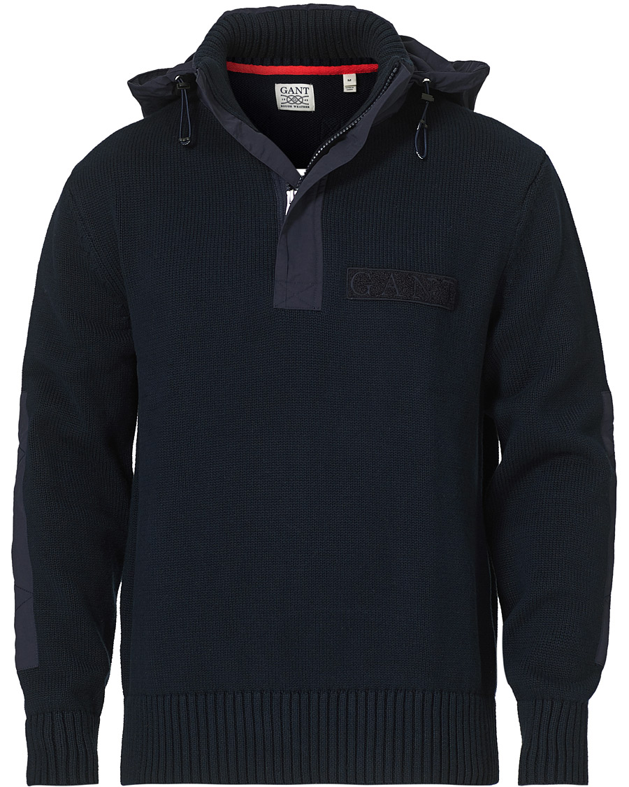 Men | Sweaters & Knitwear | GANT | Rough Weather Half-Zip Sweater Evening Blue