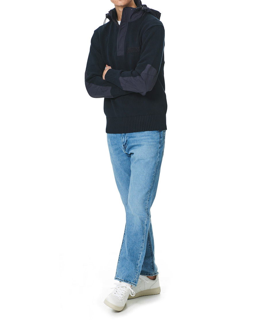 Men | Sweaters & Knitwear | GANT | Rough Weather Half-Zip Sweater Evening Blue