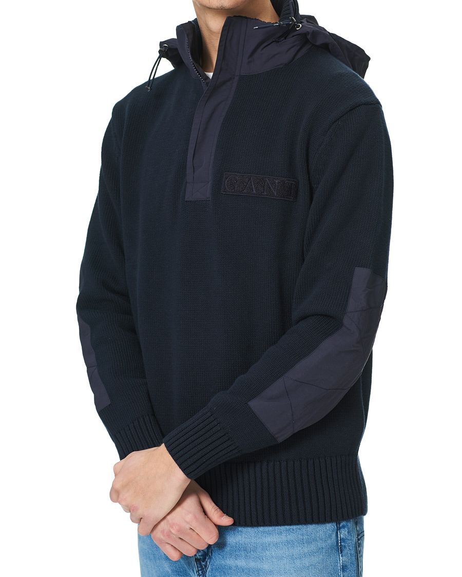 Men | Sweaters & Knitwear | GANT | Rough Weather Half-Zip Sweater Evening Blue
