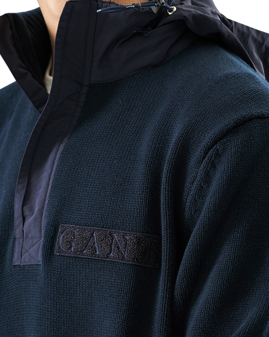 Men | Sweaters & Knitwear | GANT | Rough Weather Half-Zip Sweater Evening Blue
