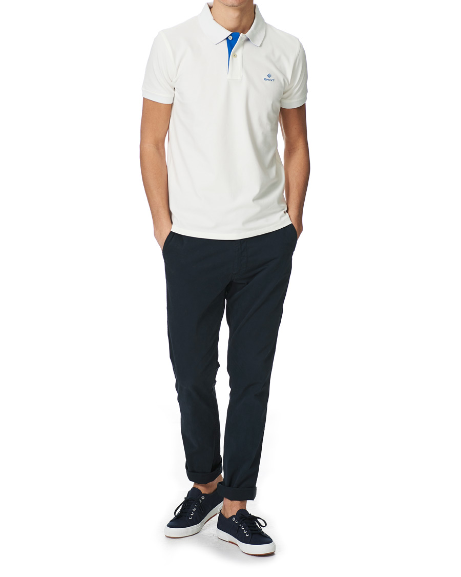 Men | Polo Shirts | GANT | Contrast Collar Polo Eggshell