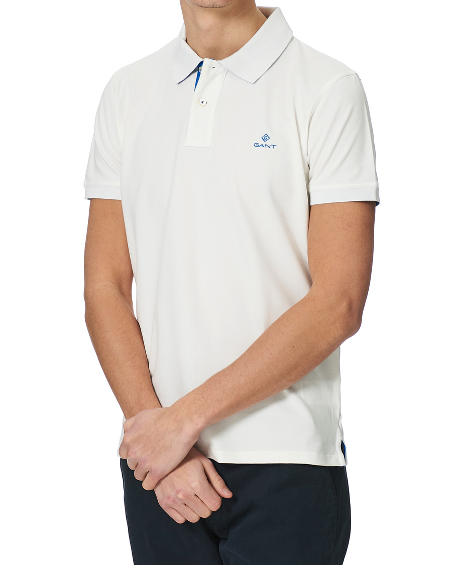 Men | Polo Shirts | GANT | Contrast Collar Polo Eggshell