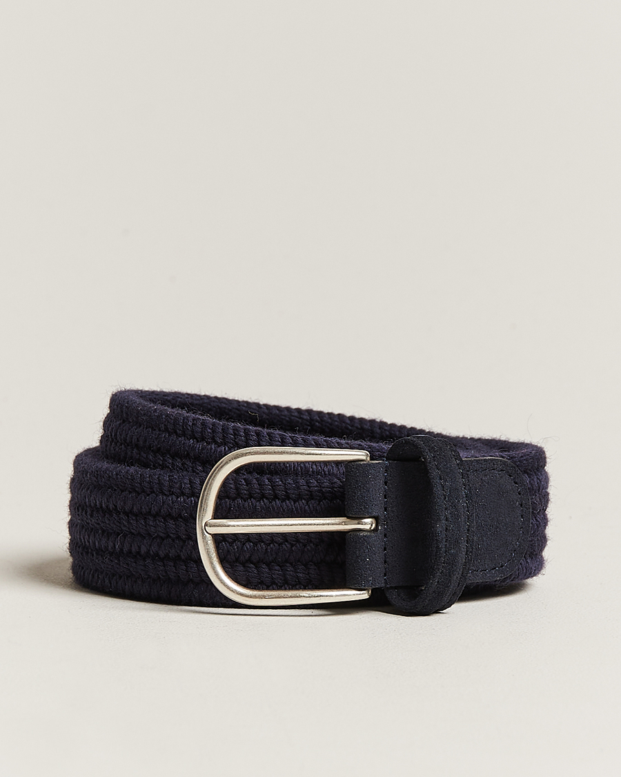 Men | Belts | Anderson's | Braided Wool Belt Navy