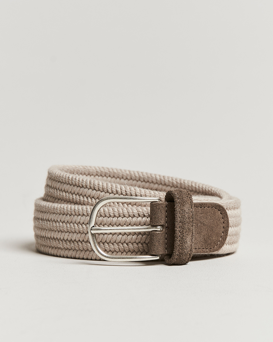 Men | Belts | Anderson's | Braided Wool Belt Beige