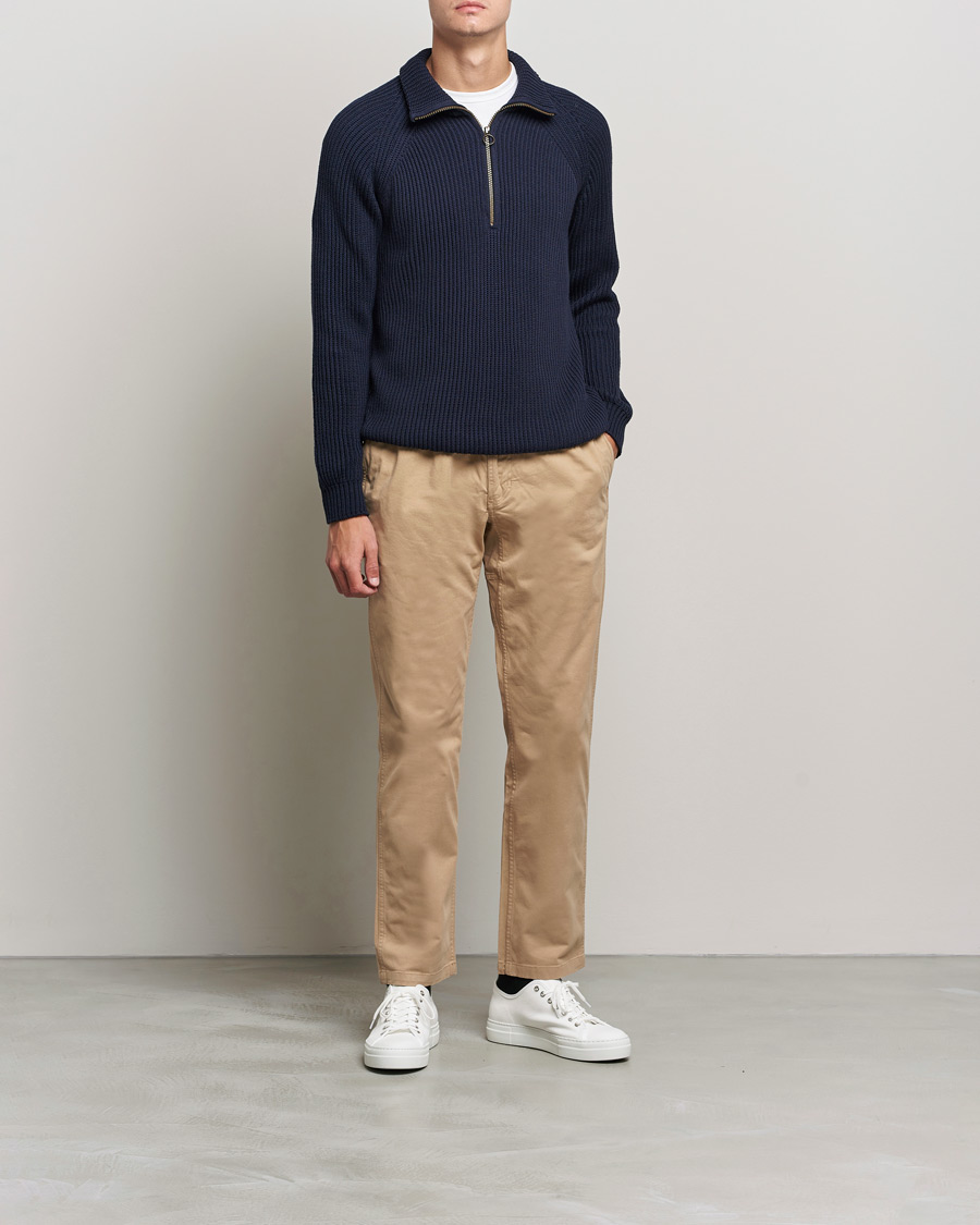Men | Sweaters & Knitwear | Peregrine | Felix Quarter Zip Jumper Navy