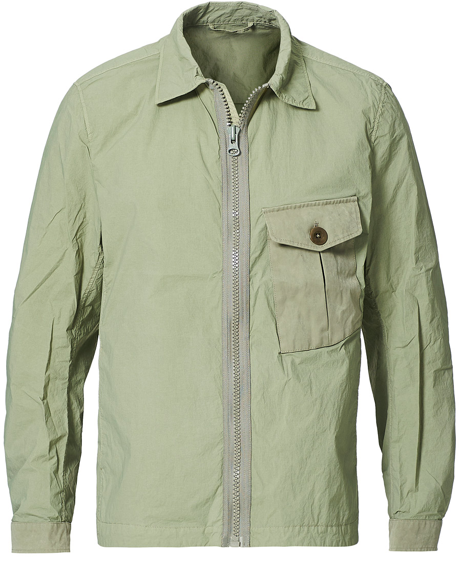 Men | Coats & Jackets | Ten c | Garment Dyed Nylon Shirt Jacket Light Green