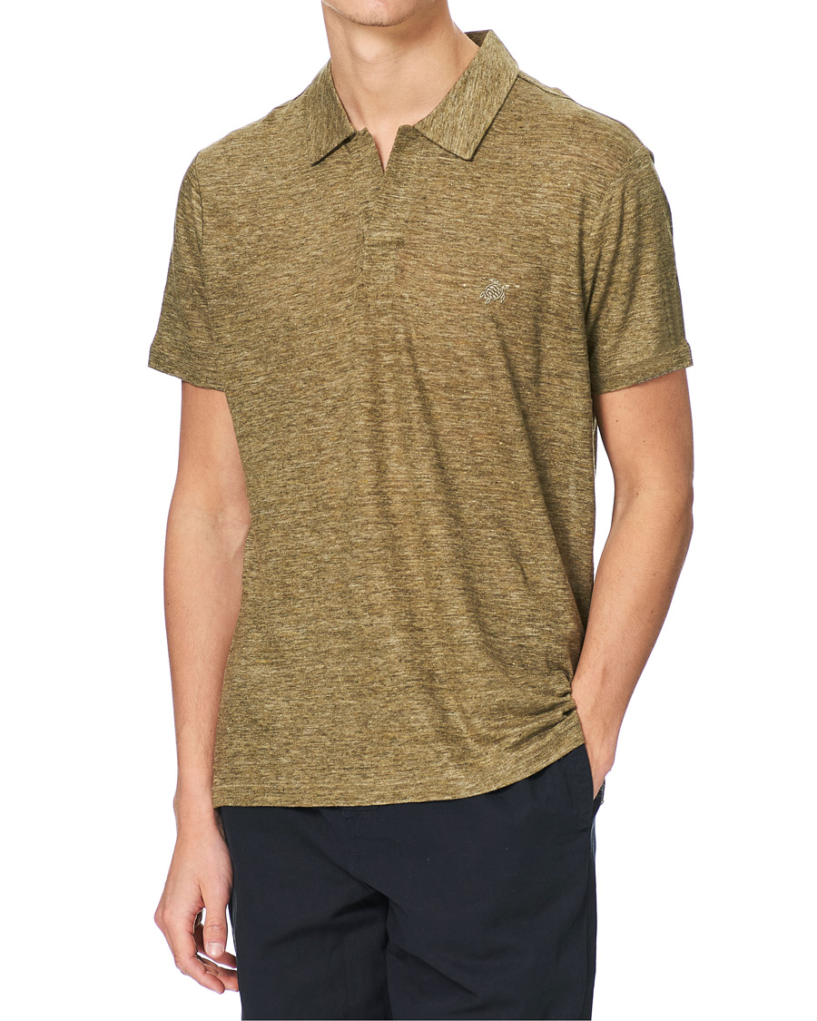Men | Polo Shirts | Vilebrequin | Jersey Linen Polo Olive Chine