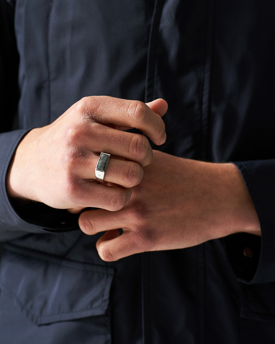 Men | Tom Wood Peaky Ring Larvikite Silver | Tom Wood | Peaky Ring Larvikite Silver