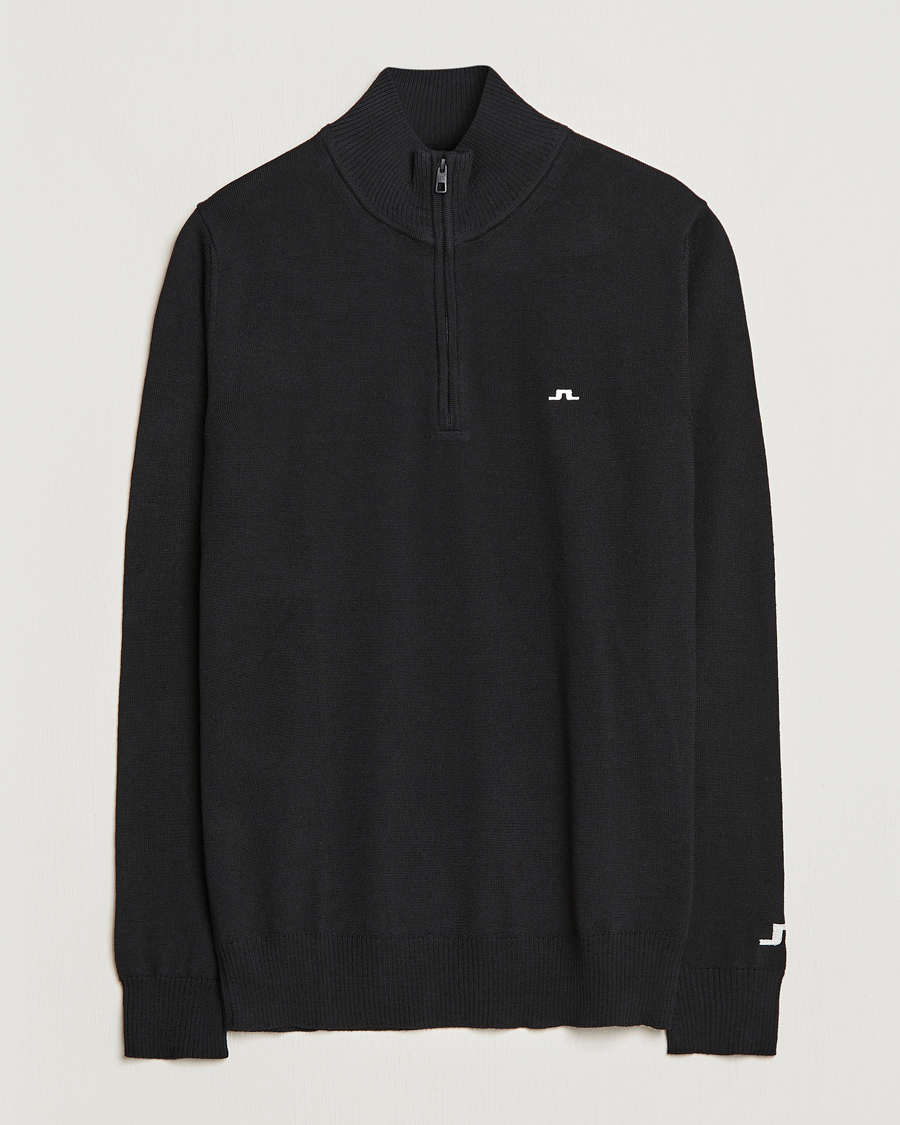 Men | Sweaters & Knitwear | J.Lindeberg | Kian Tour Merino Half Zip Black