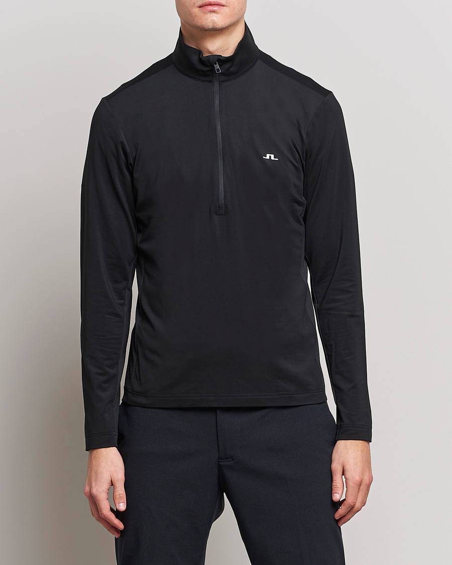 Men | Sweaters & Knitwear | J.Lindeberg | Luke Jersey Half Zip Black