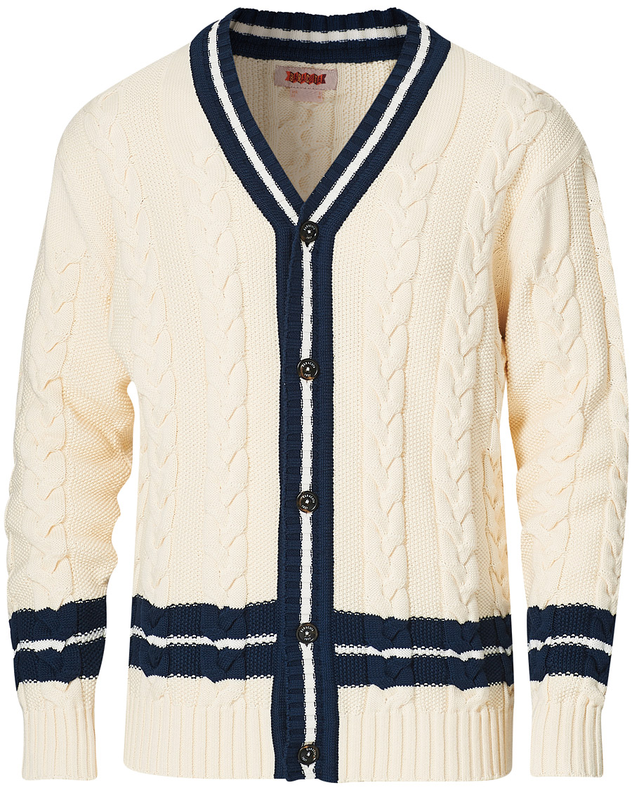 Men | Sweaters & Knitwear | Baracuta | Cotton Cable Cardigan Off White
