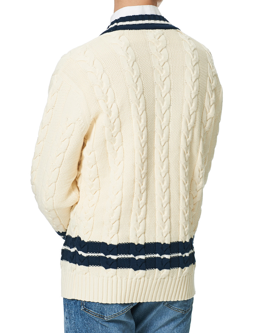 Men | Sweaters & Knitwear | Baracuta | Cotton Cable Cardigan Off White