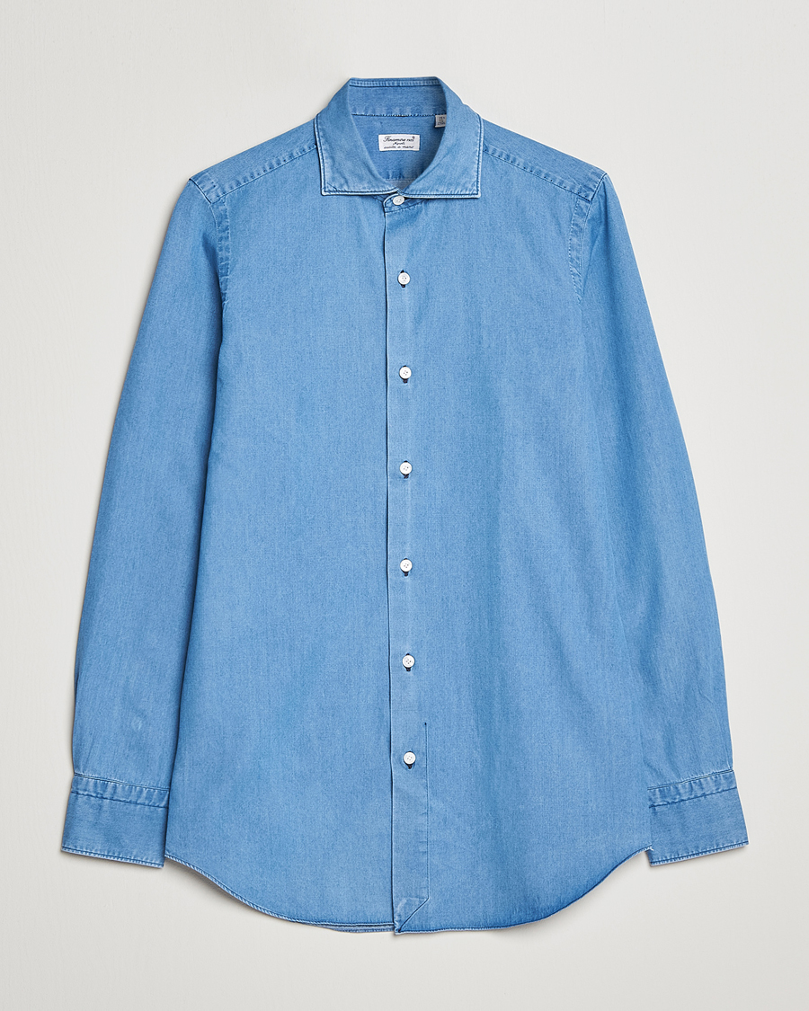 Men | Shirts | Finamore Napoli | Milano Slim Denim Shirt Light Indigo