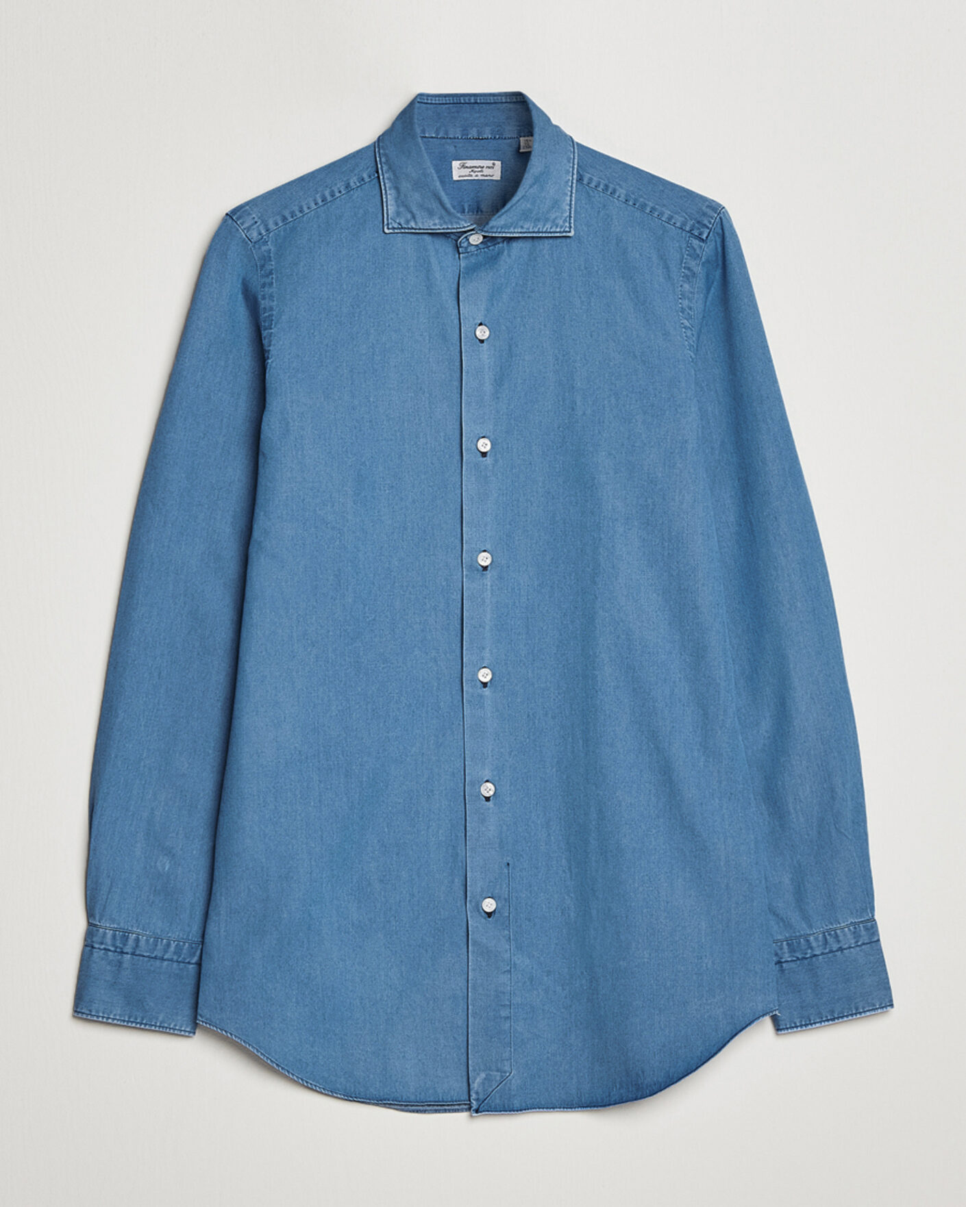 Men | Shirts | Finamore Napoli | Milano Slim Denim Shirt Light Indigo