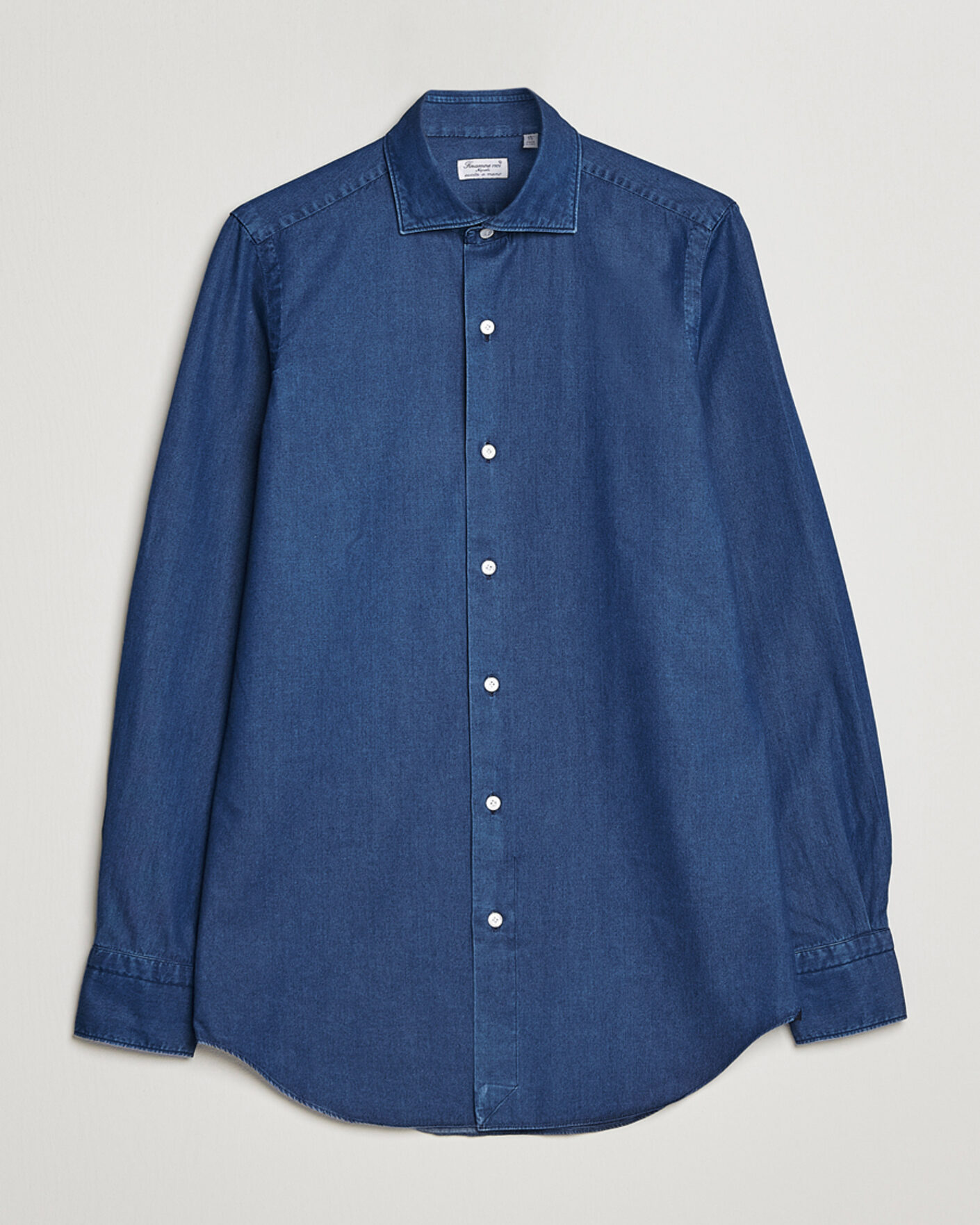 Men | Shirts | Finamore Napoli | Milano Slim Denim Shirt Dark Indigo