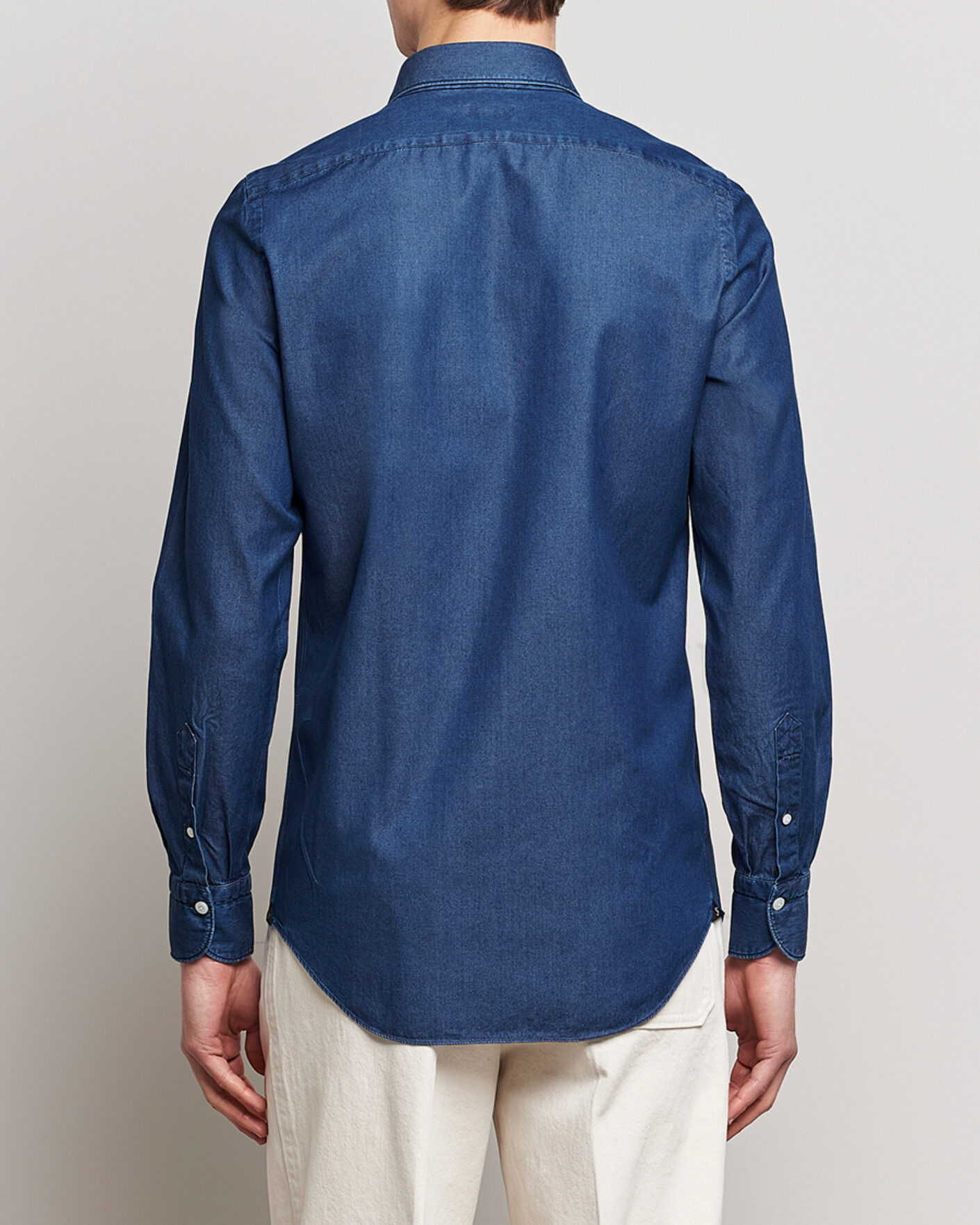 Men | Shirts | Finamore Napoli | Milano Slim Denim Shirt Dark Indigo