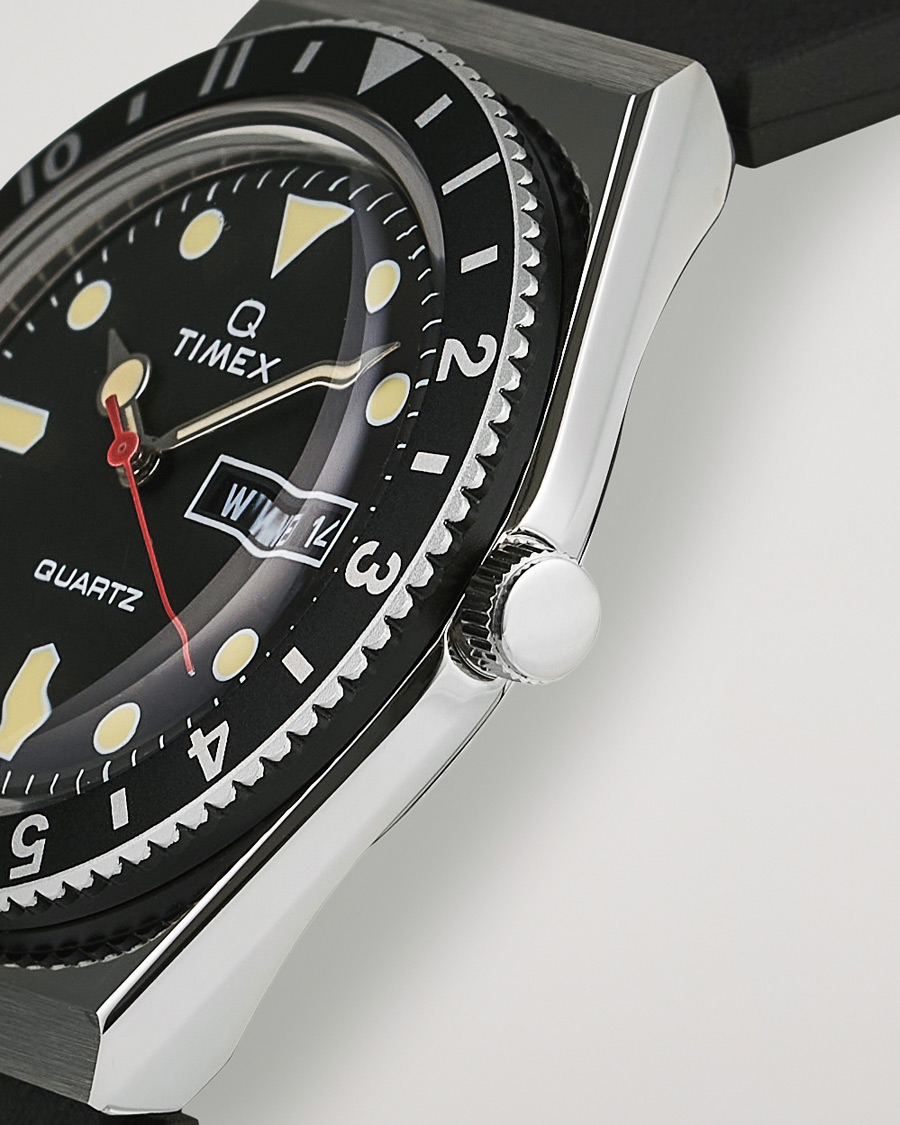 Men | Timex Q Diver 38mm Rubber Strap Black | Timex | Q Diver 38mm Rubber Strap Black