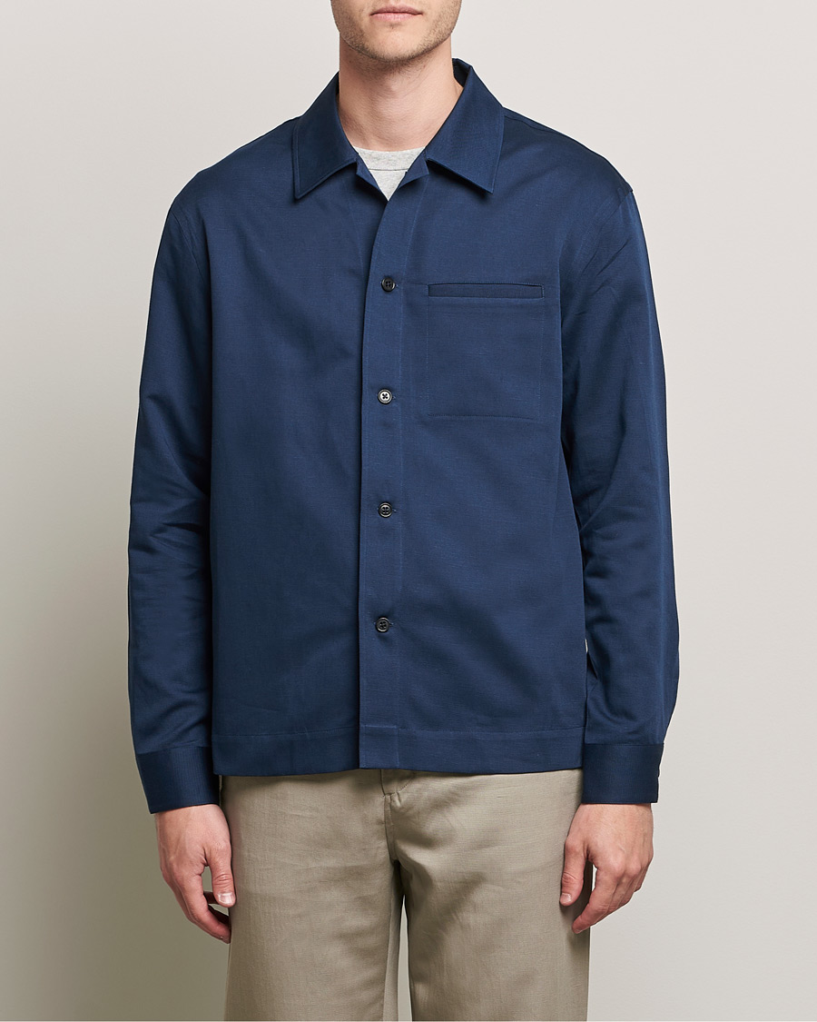 Men | Shirts | Filippa K | Matt Linen Overshirt Navy