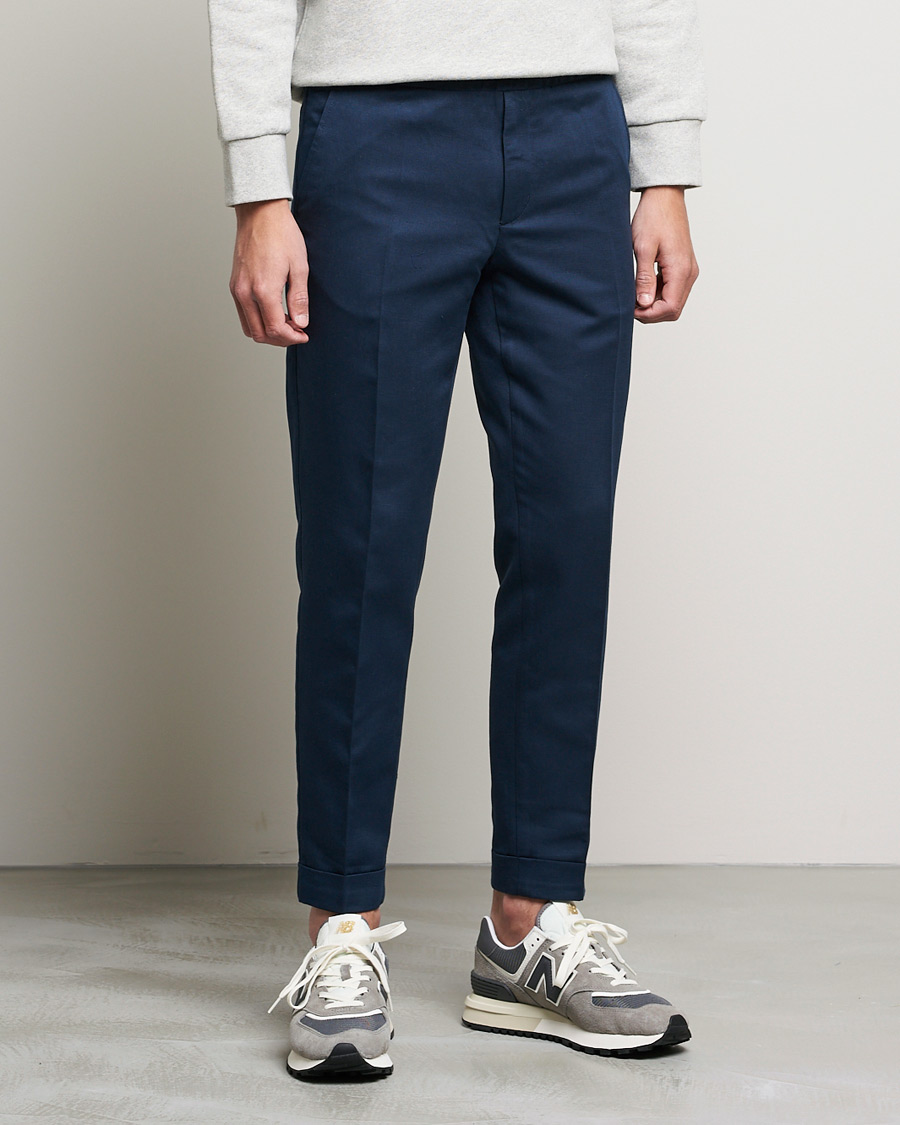 Men | Trousers | Filippa K | Terry Linen Trousers Navy