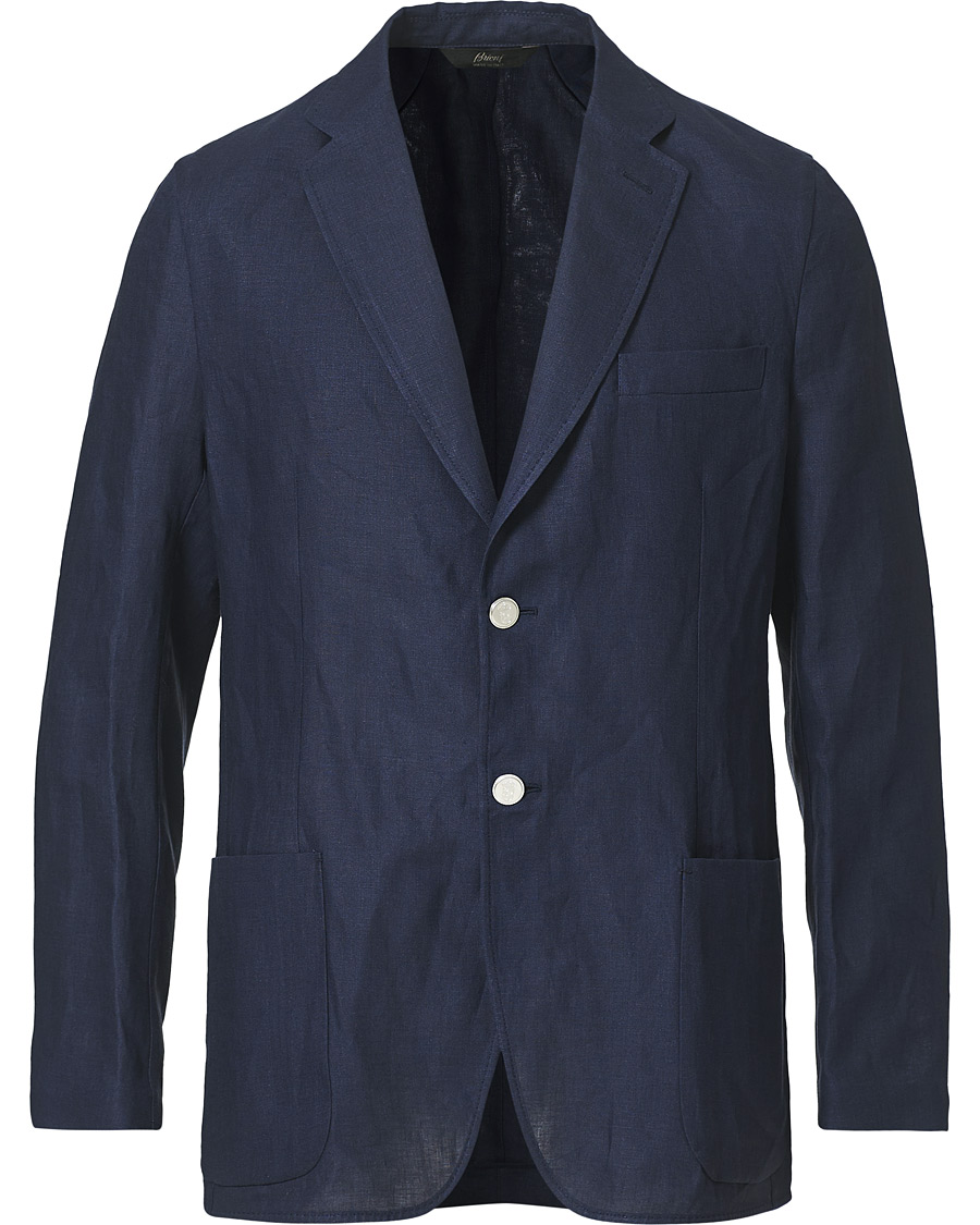 Men | Blazers | Brioni | Deconstructed Linen Patch Pocket Blazer Navy