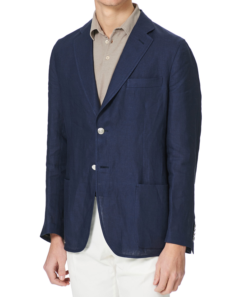 Men | Blazers | Brioni | Deconstructed Linen Patch Pocket Blazer Navy