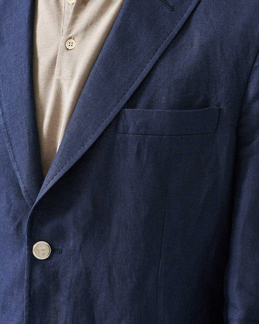 Men | Blazers | Brioni | Deconstructed Linen Patch Pocket Blazer Navy