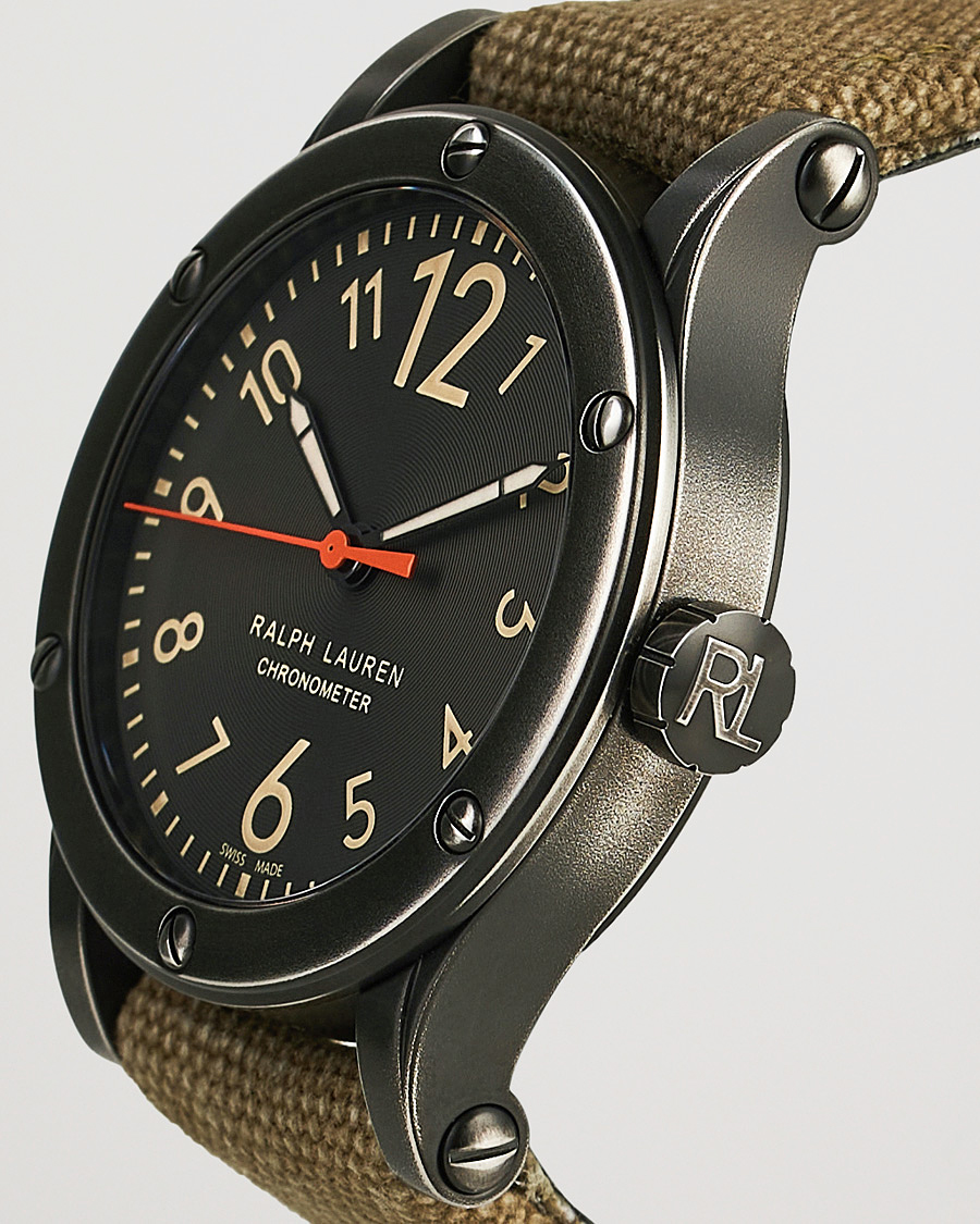 Men | Polo Ralph Lauren 45mm Safari Chronometer Black Steel/Canvas Strap | Polo Ralph Lauren | 45mm Safari Chronometer Black Steel/Canvas Strap