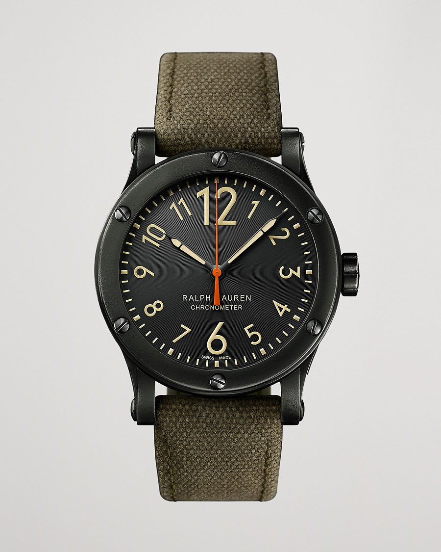 Men | Polo Ralph Lauren 39mm Safari Chronometer Black Steel/Canvas Strap | Polo Ralph Lauren | 39mm Safari Chronometer Black Steel/Canvas Strap