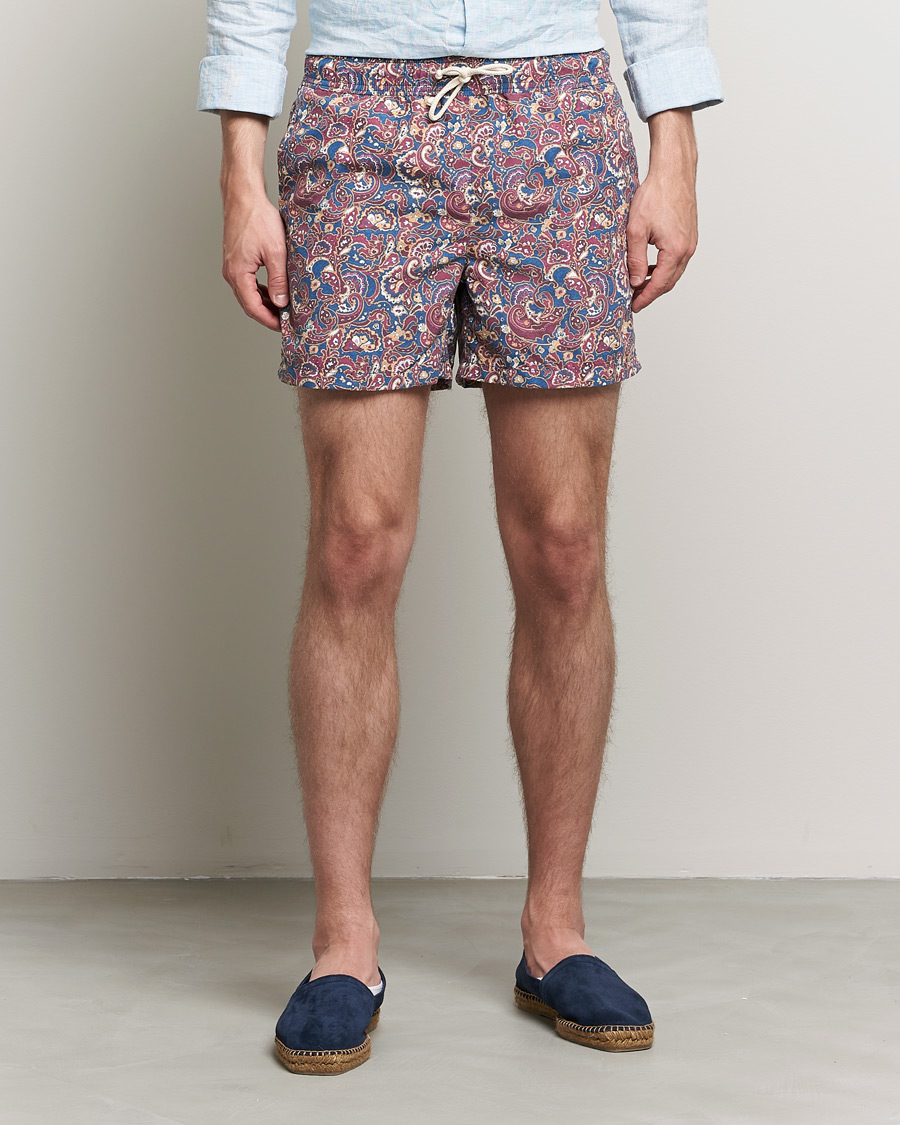 Men | Swimwear | Ripa Ripa | Mediterraneo Printed Swimshorts Petrol/Bordeaux