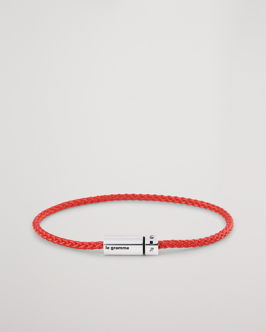Men | LE GRAMME Nato Cable Bracelet Red/Sterling Silver 7g | LE GRAMME | Nato Cable Bracelet Red/Sterling Silver 7g