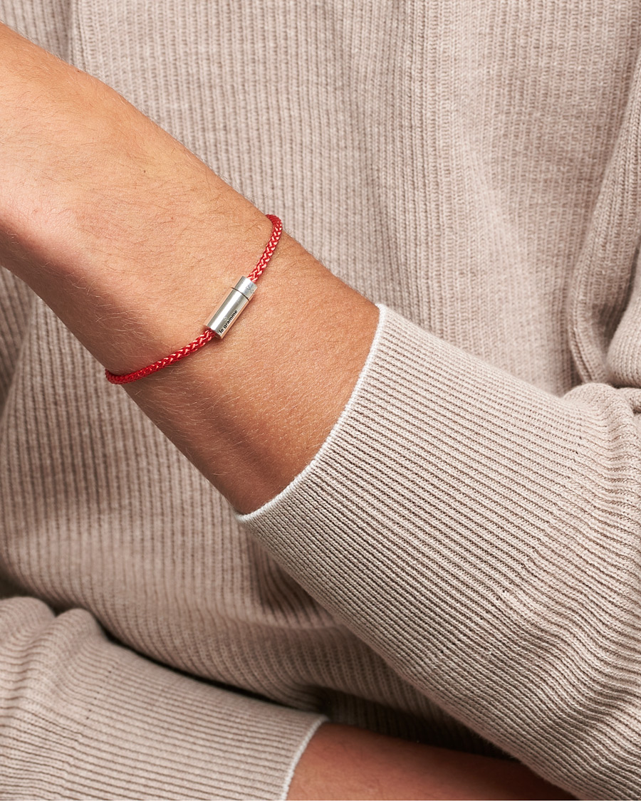Men | LE GRAMME Nato Cable Bracelet Red/Sterling Silver 7g | LE GRAMME | Nato Cable Bracelet Red/Sterling Silver 7g