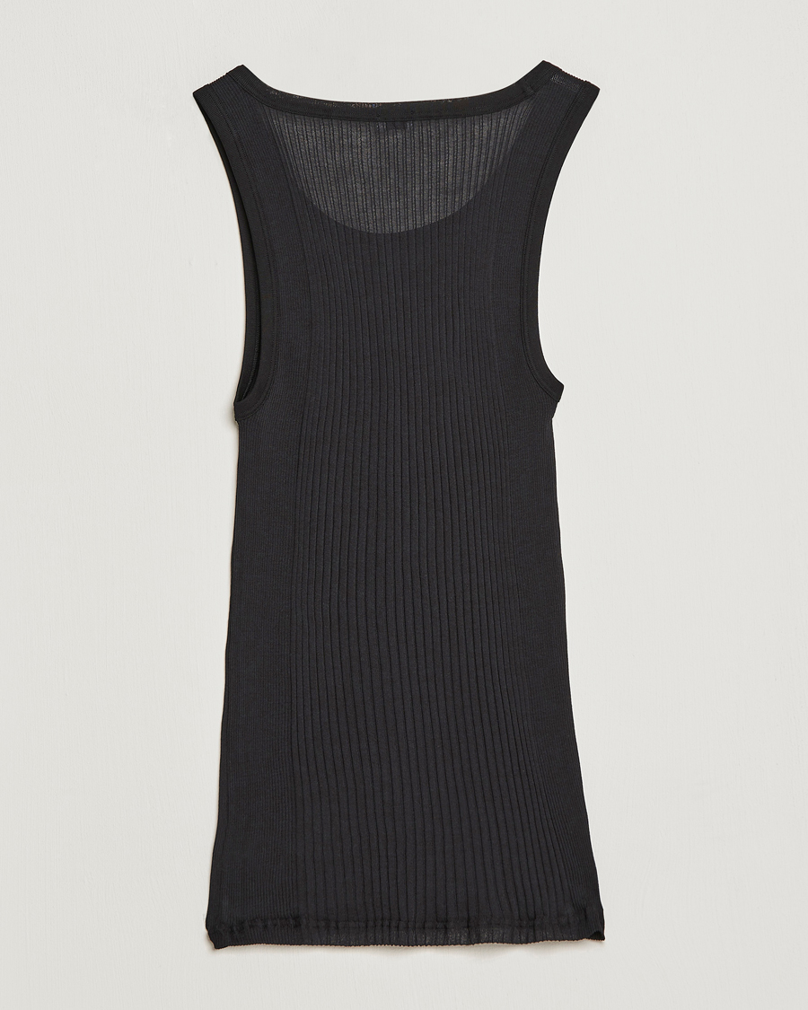 Men | T-Shirts | Zimmerli of Switzerland | Ribbed Mercerized Cotton Tank Top Black
