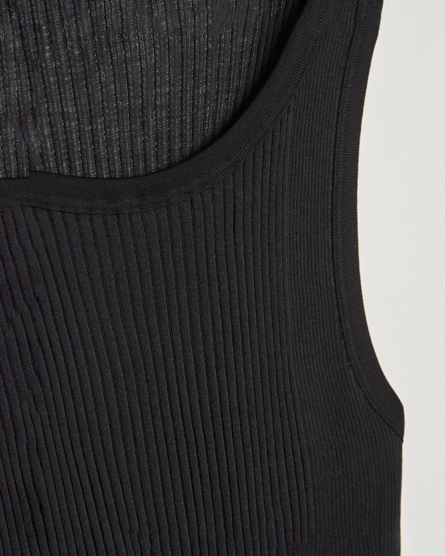 Men | T-Shirts | Zimmerli of Switzerland | Ribbed Mercerized Cotton Tank Top Black