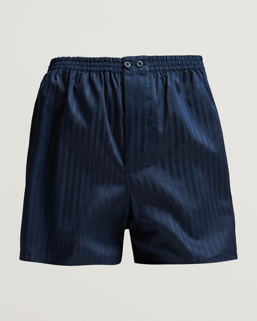 Men | Underwear & Socks | Zimmerli of Switzerland | Mercerized Cotton Boxer Shorts Navy