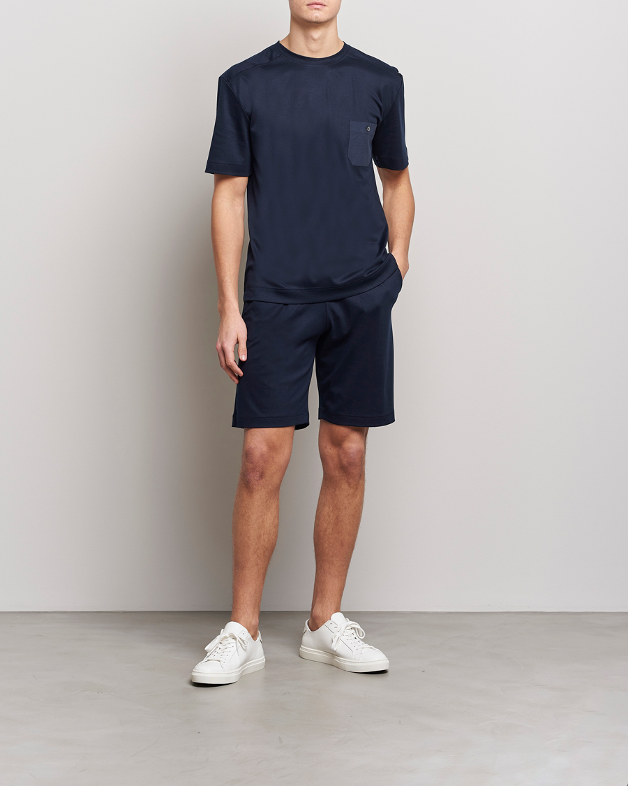 Men | Pyjamas & Robes | Zimmerli of Switzerland | Cotton/Modal Crew Neck Loungwear T-Shirt Midnight
