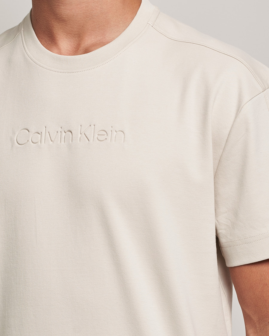 Men | T-Shirts | Calvin Klein | Debossed Logo Crew Neck Tee Stony Beige