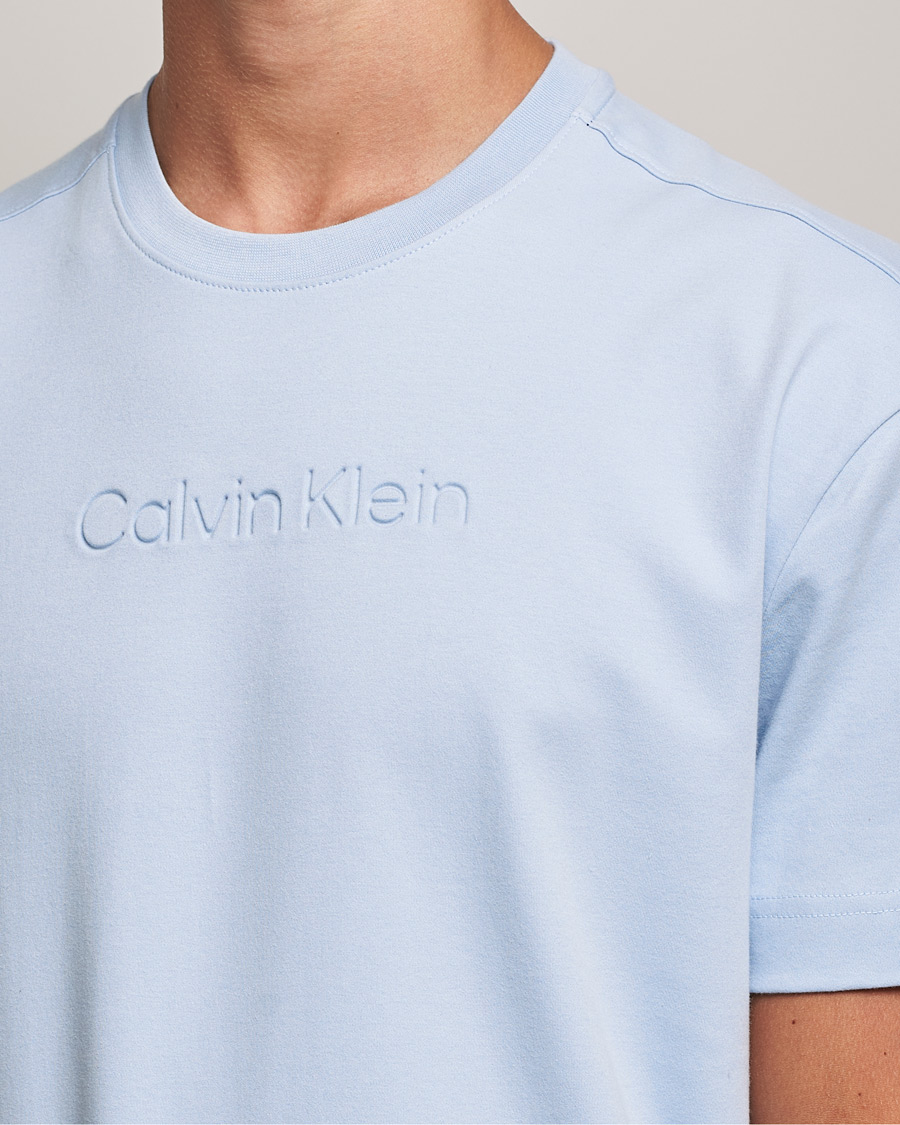 Men | T-Shirts | Calvin Klein | Debossed Logo Crew Neck Tee Bayshore Blue