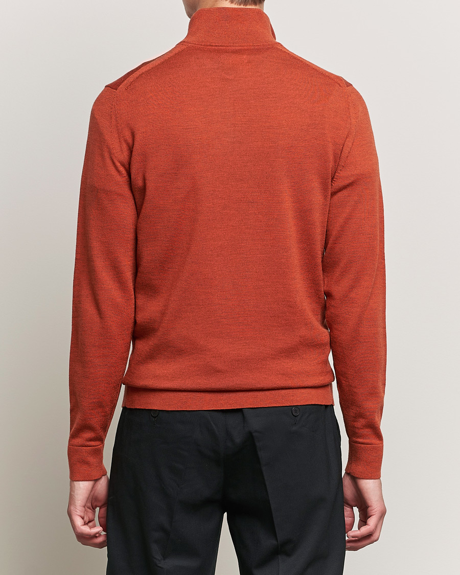 Men | Sweaters & Knitwear | Calvin Klein | Superior Wool Knitted Half Zip Gingerbread Brown