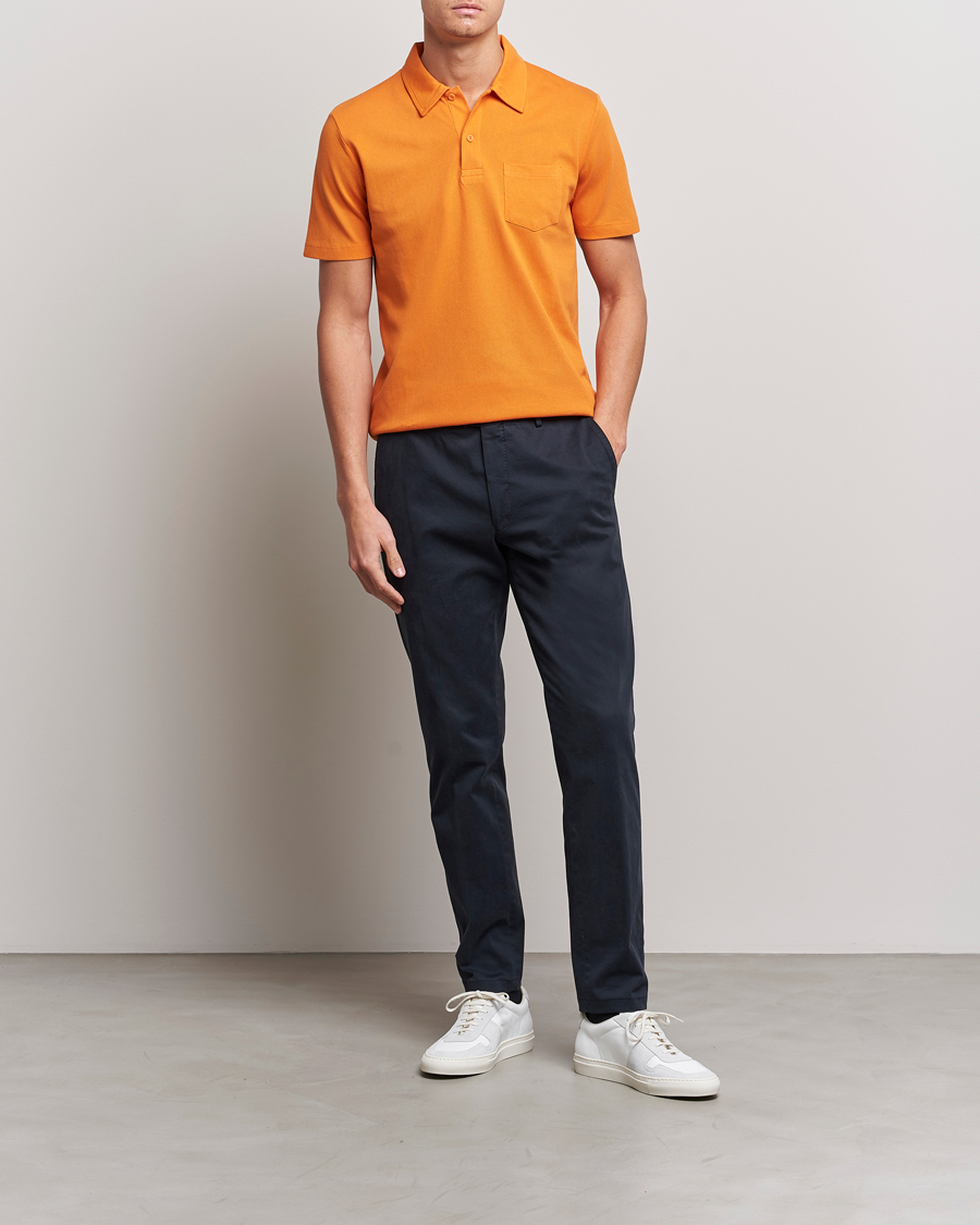 Men | Polo Shirts | Sunspel | Riviera Polo Shirt Flame Orange