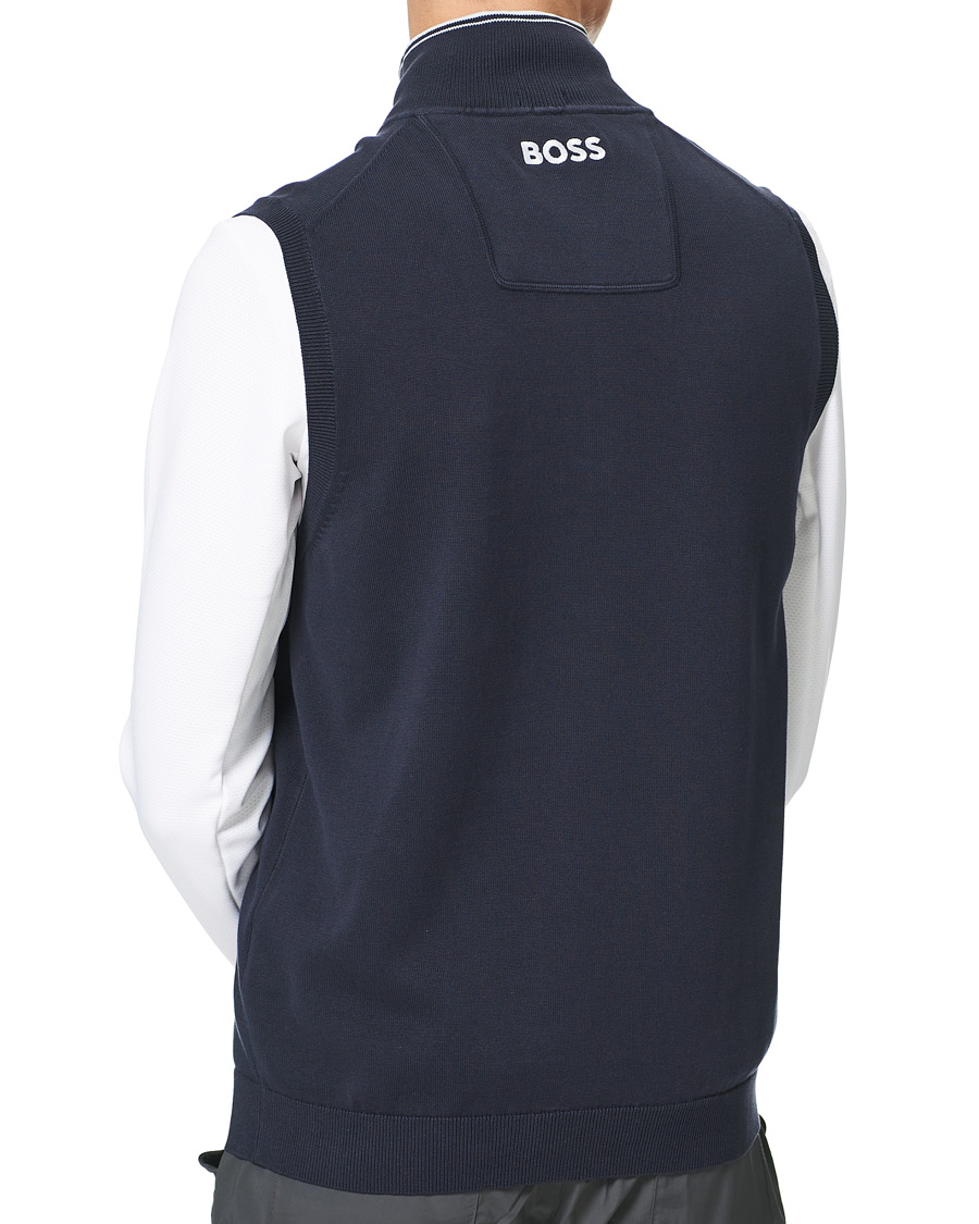Men | Sweaters & Knitwear | BOSS GREEN | Zolf Half Zip Vest Dark Blue