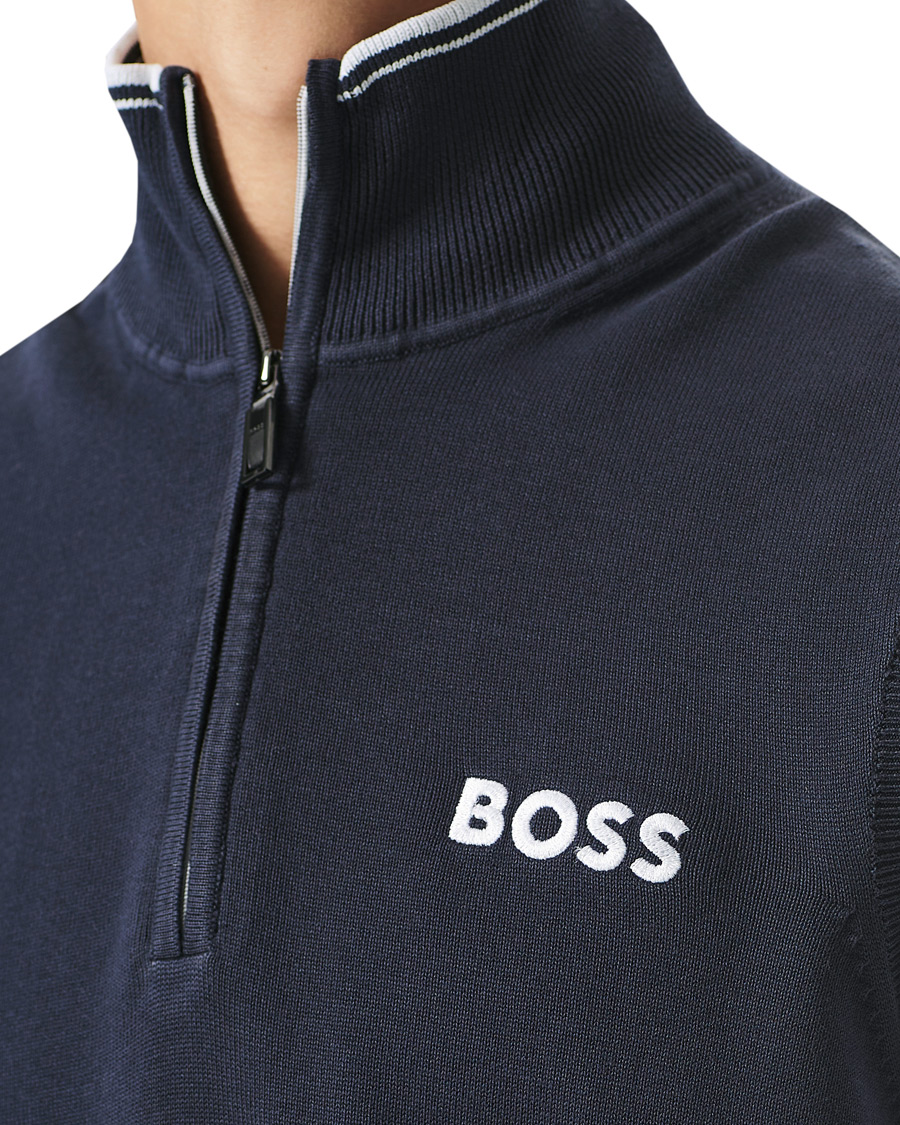 Men | Sweaters & Knitwear | BOSS GREEN | Zolf Half Zip Vest Dark Blue