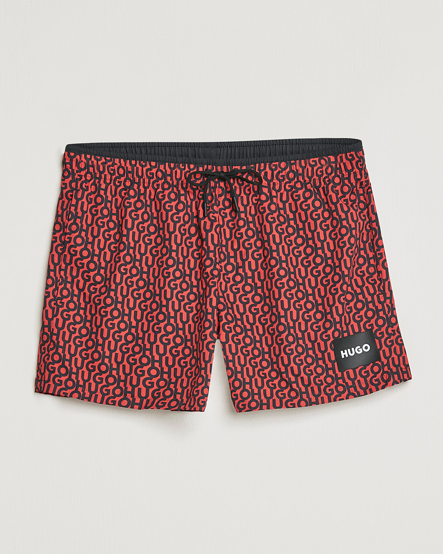 Men | Swimwear | HUGO | Jago Monogram Logo Swimshorts Red